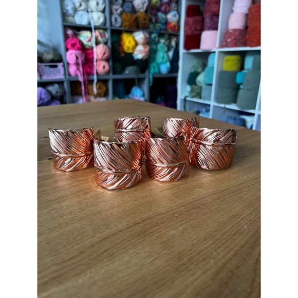 Hobby Lobby Copper Metal Leaf Napkin Rings Fall Decor Table Top - Picture 1 of 3